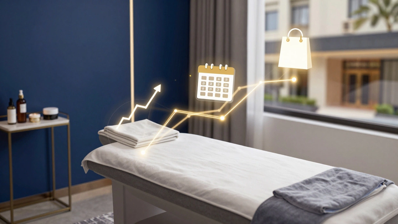 Abstract visualization of spa revenue streams and hotel growth