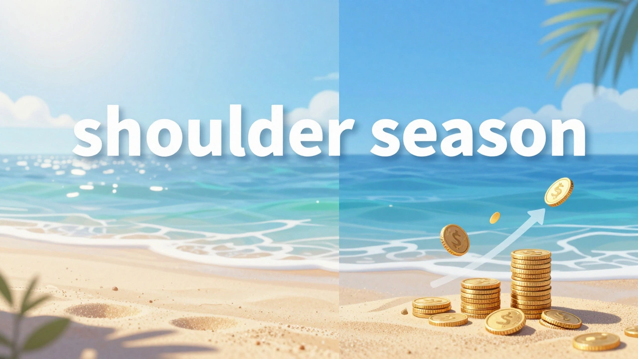 Conceptual art showing beach vacation savings and value